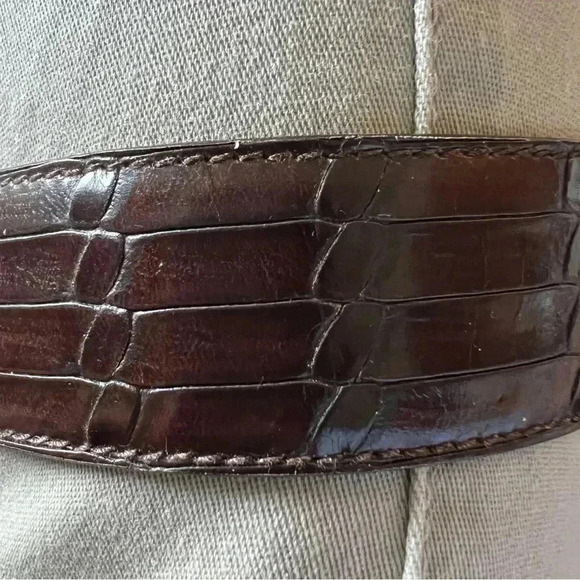 ESCADA Vintage Designer Women’s Brown Leather Brushed Metal Buckle main image 16